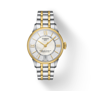 Front view of the watch Tissot Chemin des Tourelles Powermatic 80 Lady with shadow