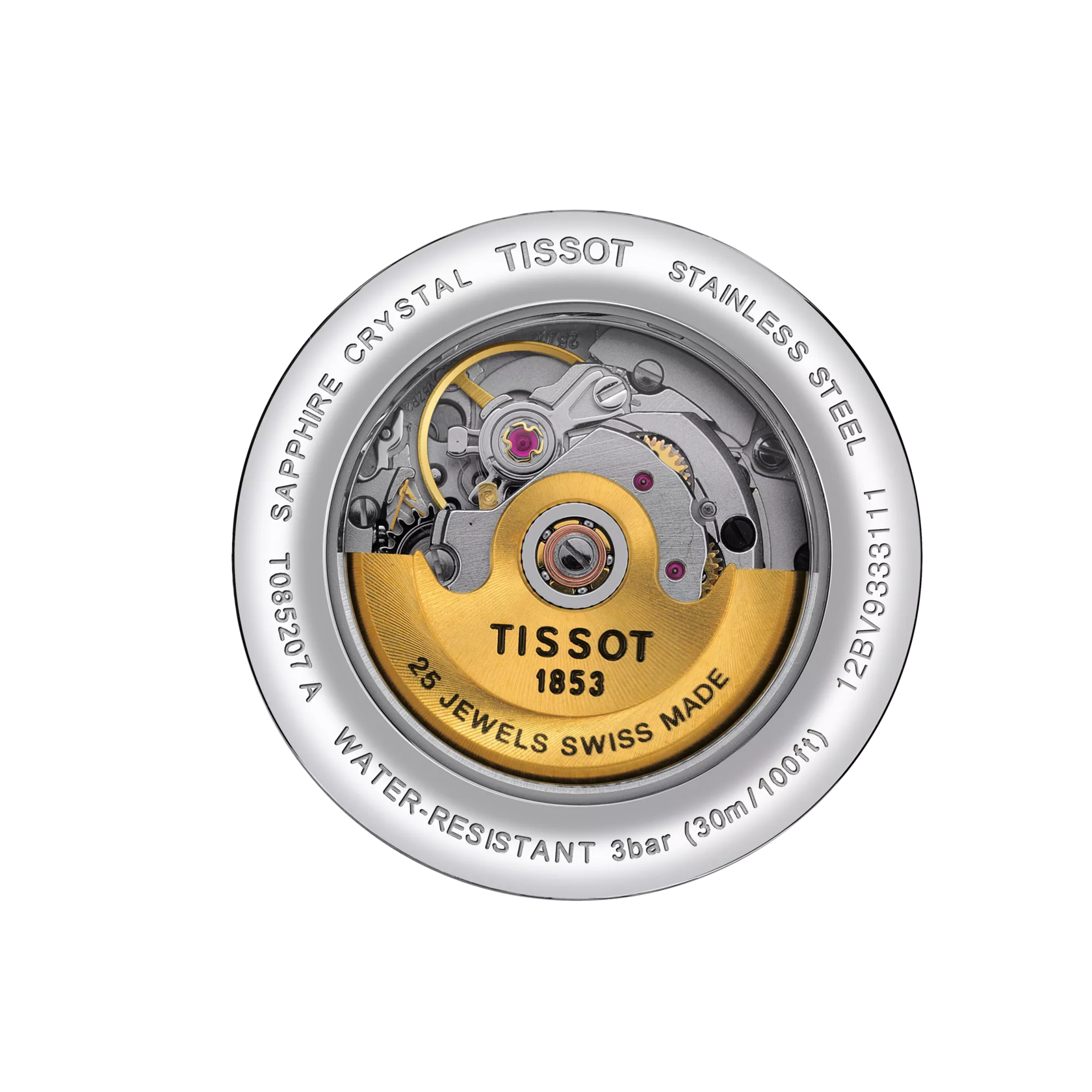 Back view of the watch case Tissot Carson Automatic Lady