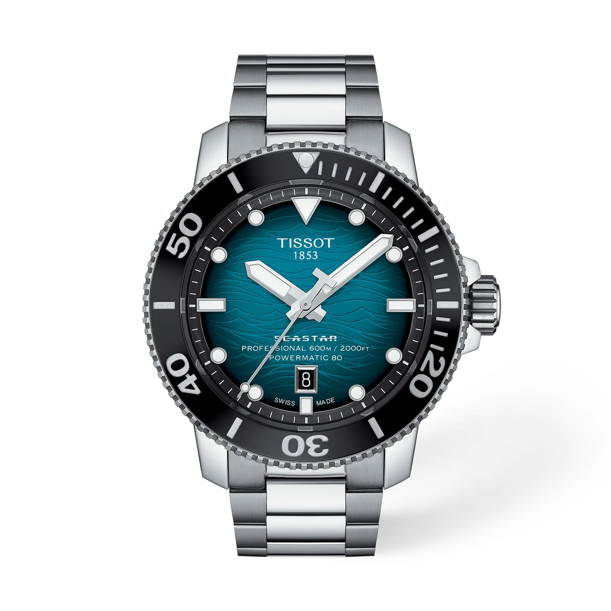 Мужские часы Tissot Seastar 2000 46 мм, цвет: Синий градиентный / Серая нержавеющая сталь — фото 1