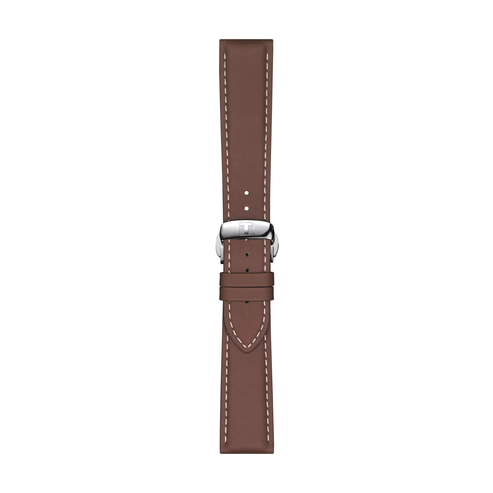 Front view of Tissot Official Brown Leather Strap Lugs 21 mm