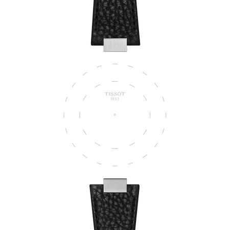 Focus on the lugs of Tissot Official Black PRX 35mm Leather Strap