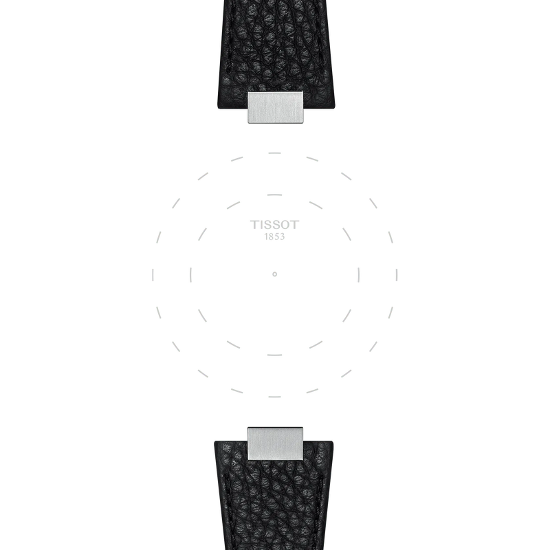 Focus on the lugs of Tissot Official Black PRX 35mm Leather Strap