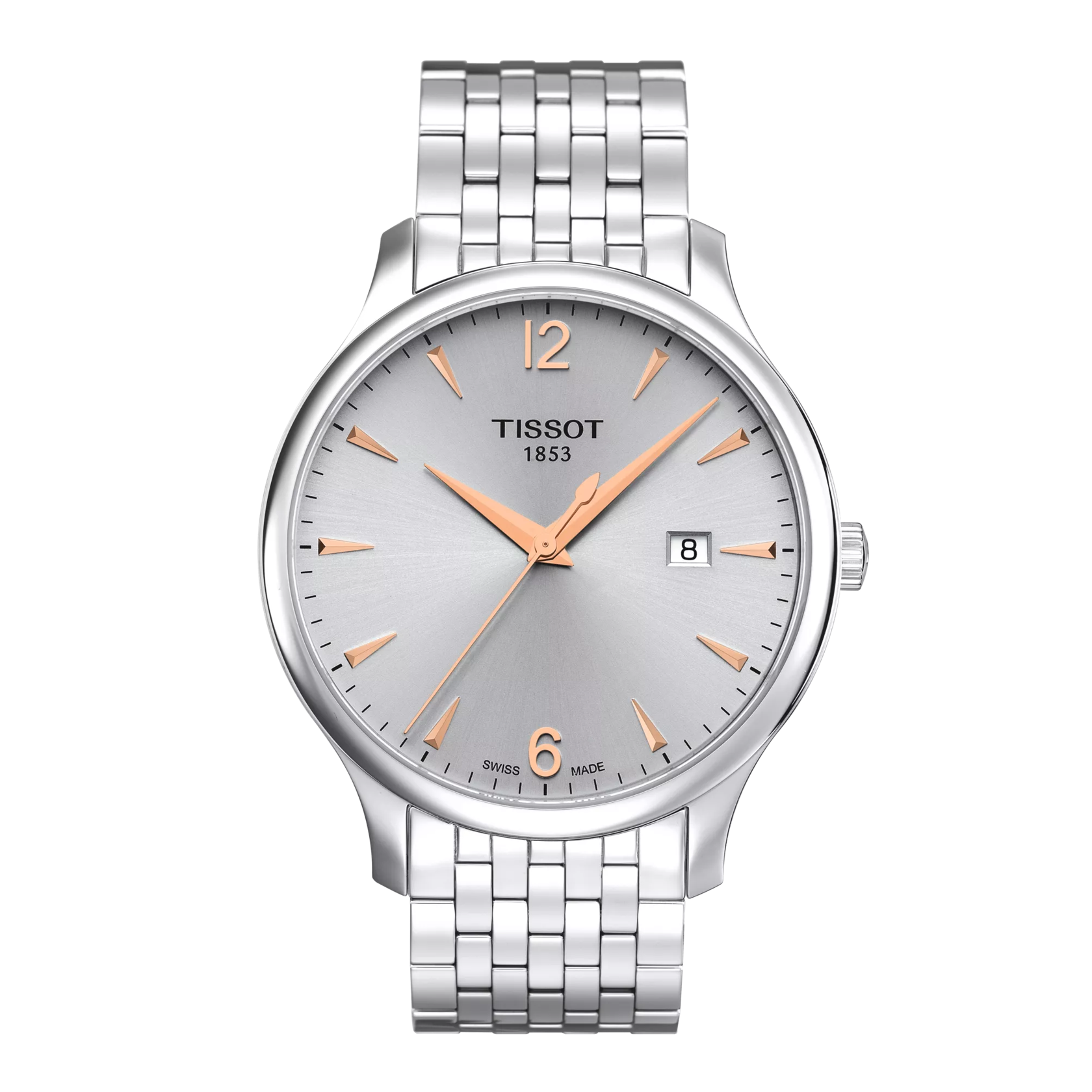 Front view of the watch Tissot Tradition