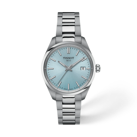 Vista frontal del reloj Tissot PR 100 34mm con sombra