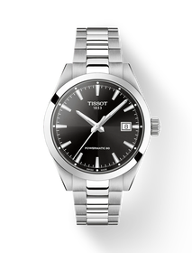 Vooraanzicht van het horloge Tissot Gentleman 38mm met schaduw