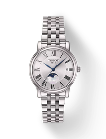 Front view of the watch Tissot Carson Premium 32mm with shadow