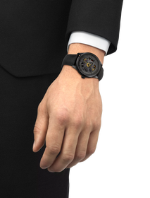 Simulation of the watch Tissot Chemin Des Tourelles Skeleton 39mm on a wrist