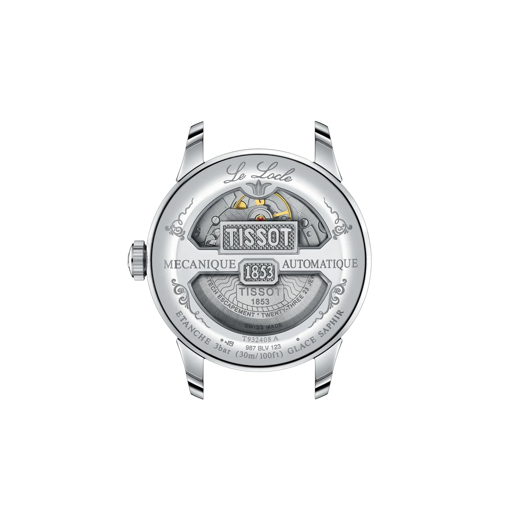 Back view of the watch case Tissot Le Locle Gold 39.3mm