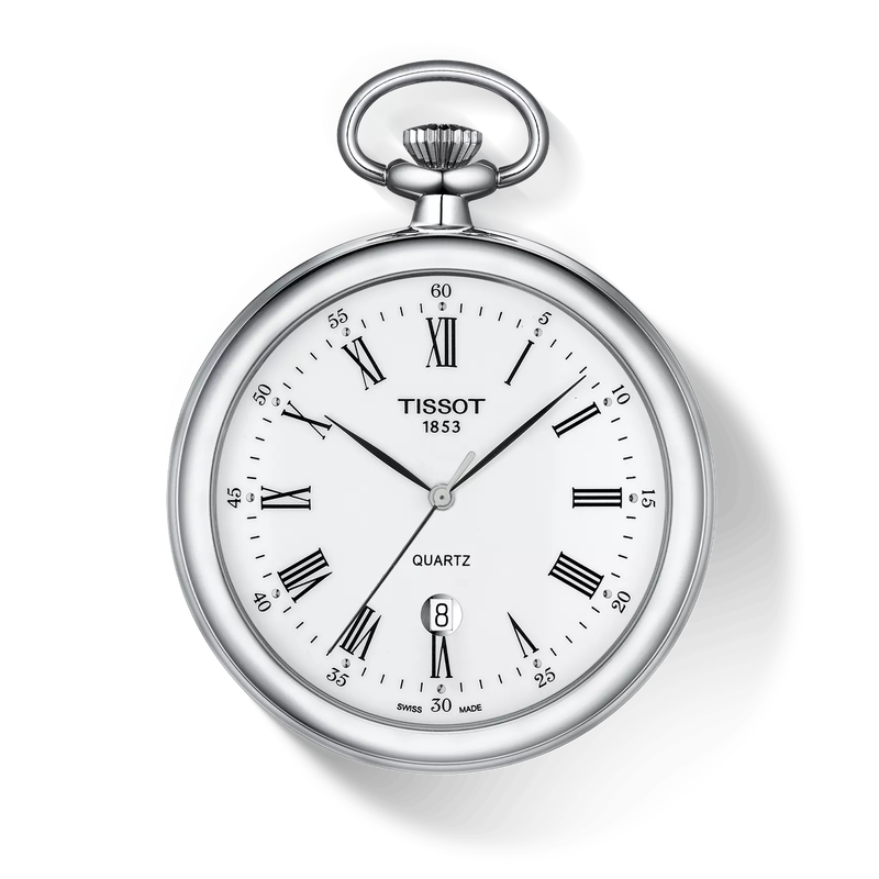 그림자가 있는 티쏘 레핀 시계의 전면 보기