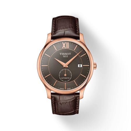 Front view of the watch Tissot Tradition Automatic Small Second with shadow