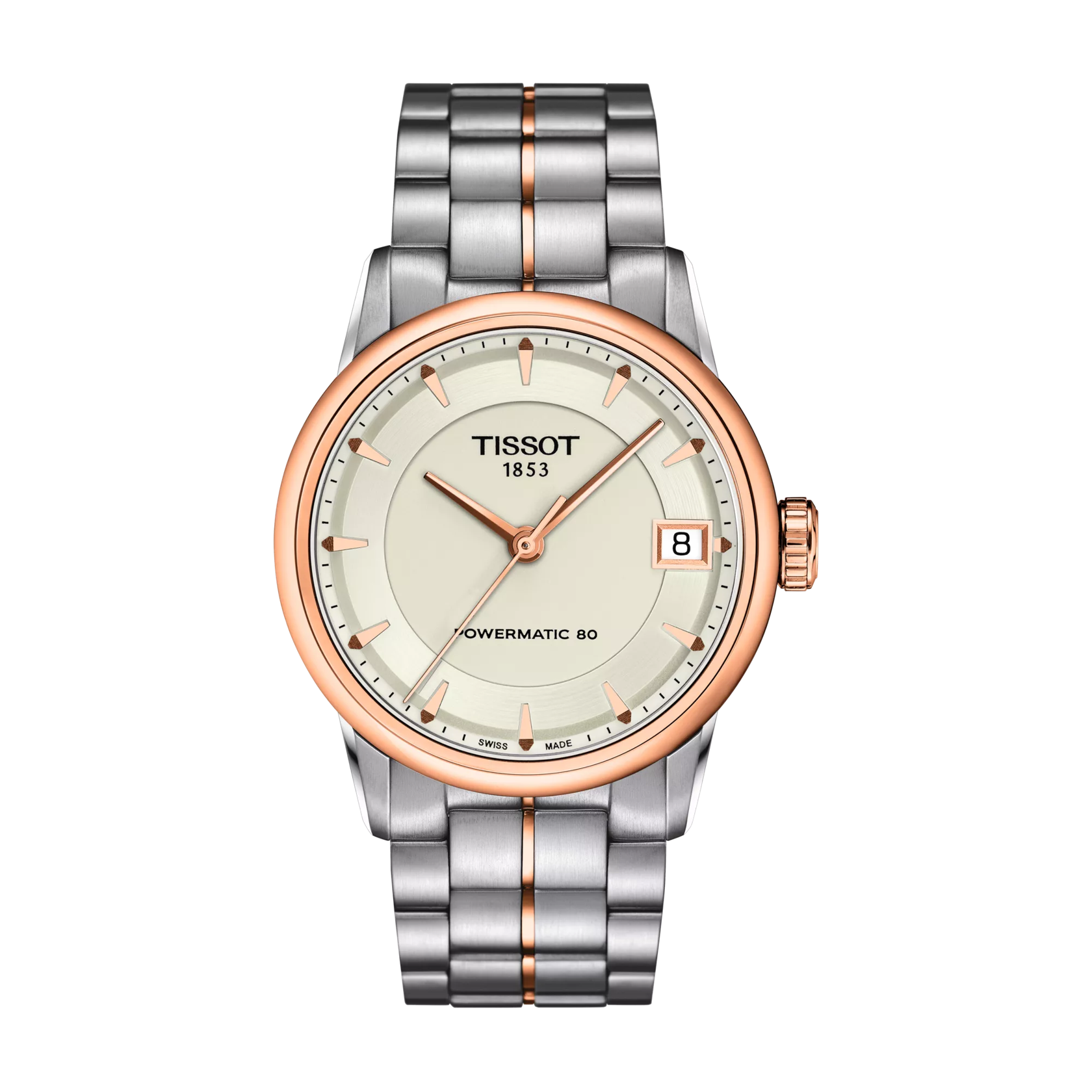 Front view of the watch Tissot Luxury Powermatic 80 Lady