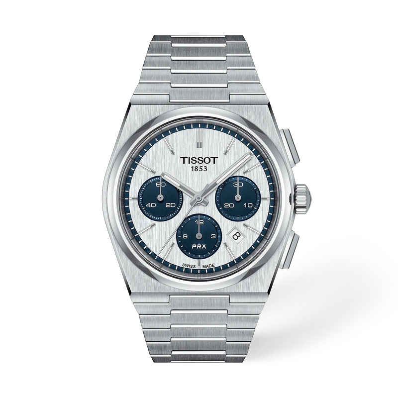Front view of the watch Tissot PRX 42mm with shadow