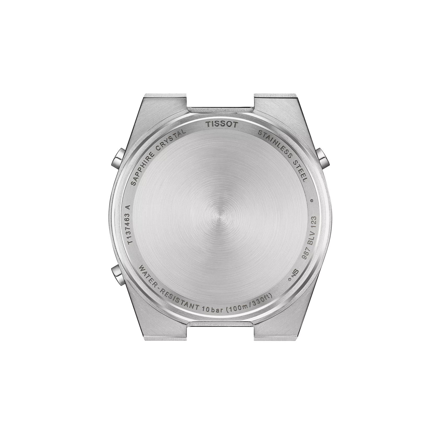 Back view of the watch case Tissot PRX Digital
