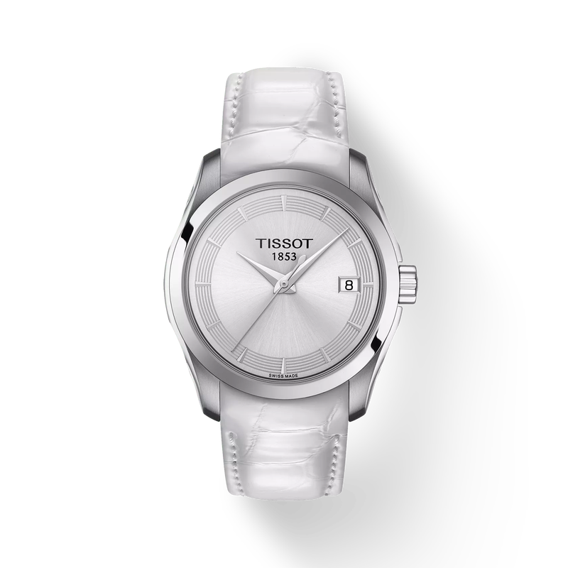 Front view of the watch Tissot Couturier Lady with shadow