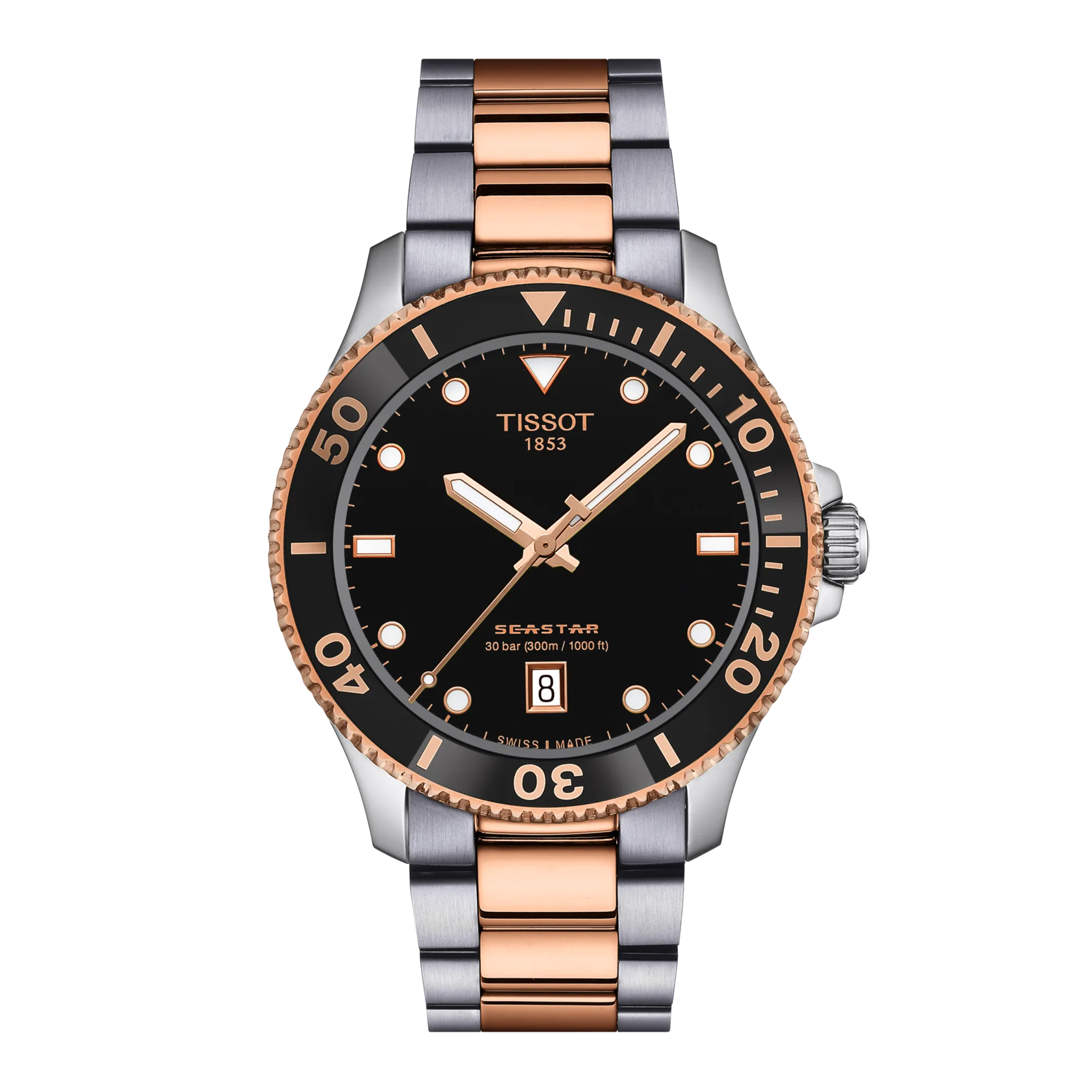 Front view of the watch Tissot Seastar 1000 40mm