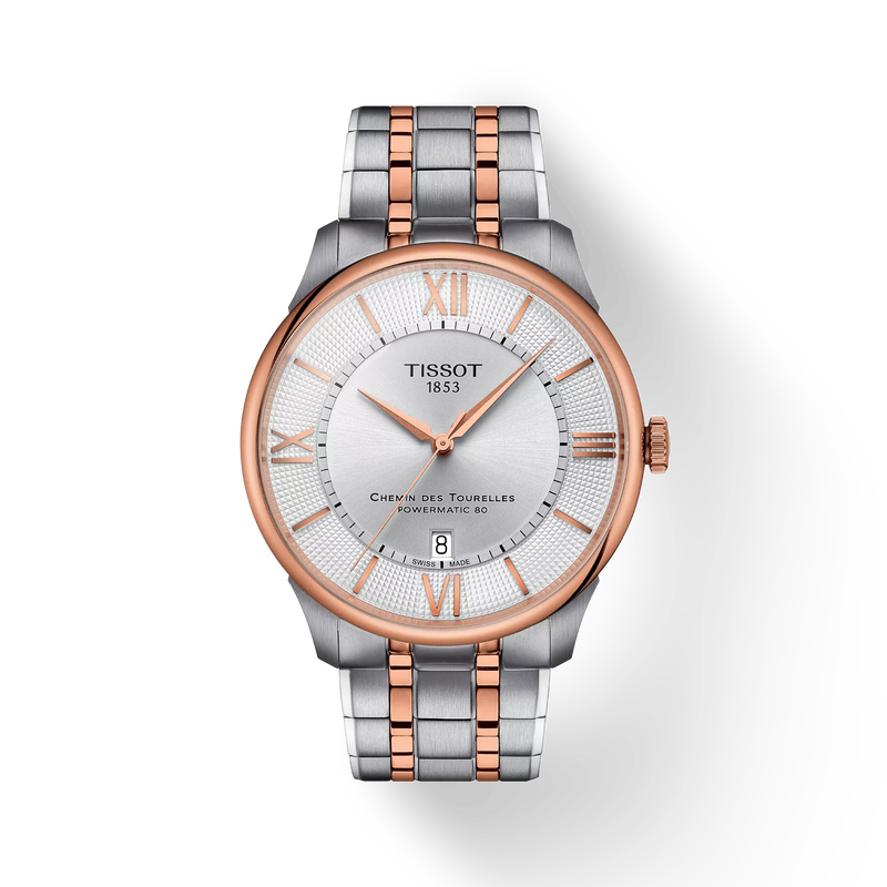 Front view of the watch 天梭杜魯爾系列42mm with shadow