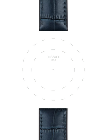 Enfoque en las asas de Correa azul de piel y caucho oficial Tissot 22 mm