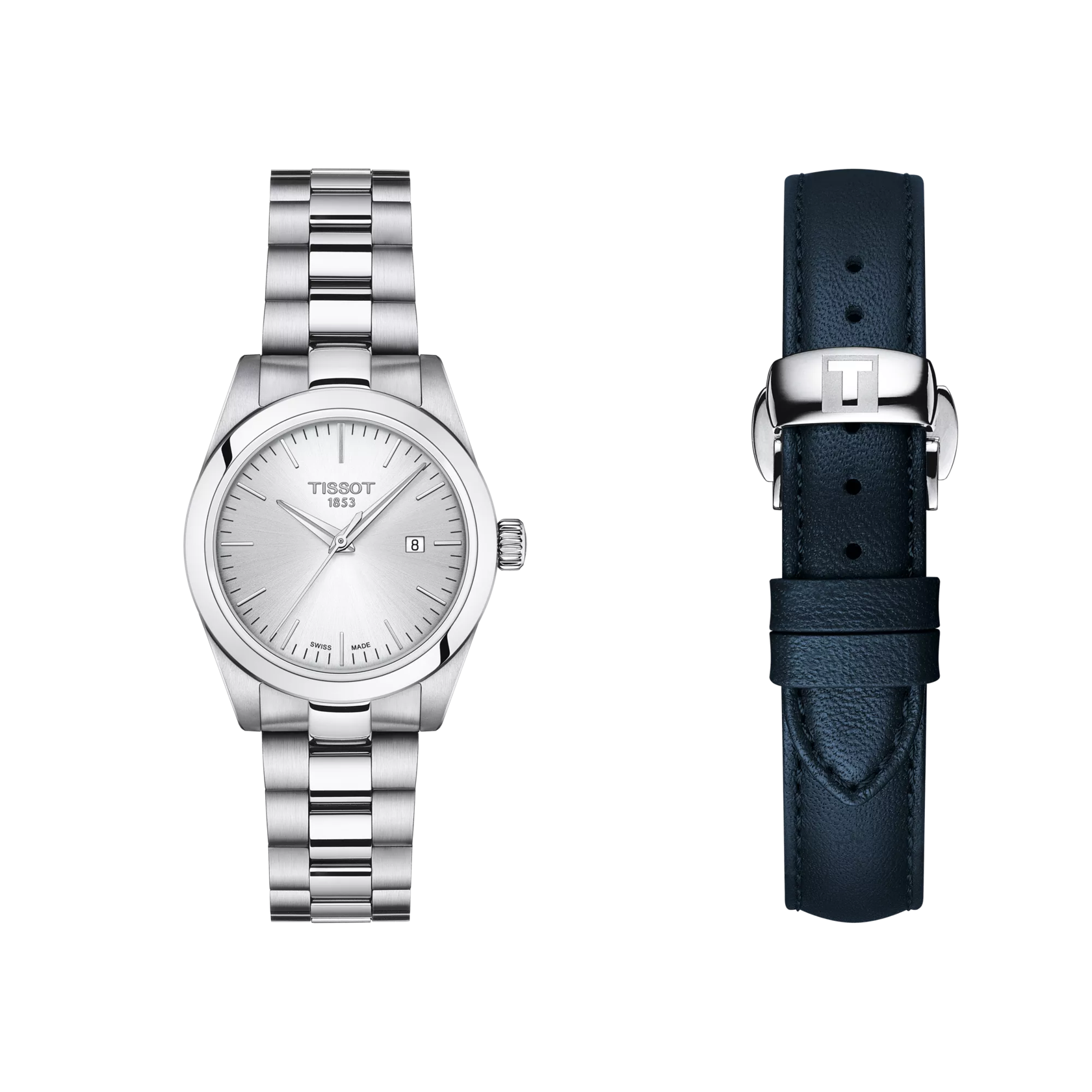 Front view of the watch Tissot T-My Lady with additional bracelet