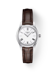 Vue de face de la montre Tissot Tradition 5.5 Lady avec ombre
