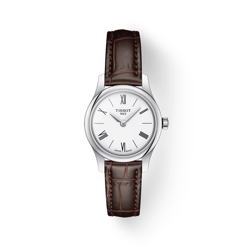 Vue de face de la montre Tissot Tradition 5.5 Lady avec ombre