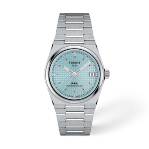 Front view of the watch Tissot PRX 35mm with shadow