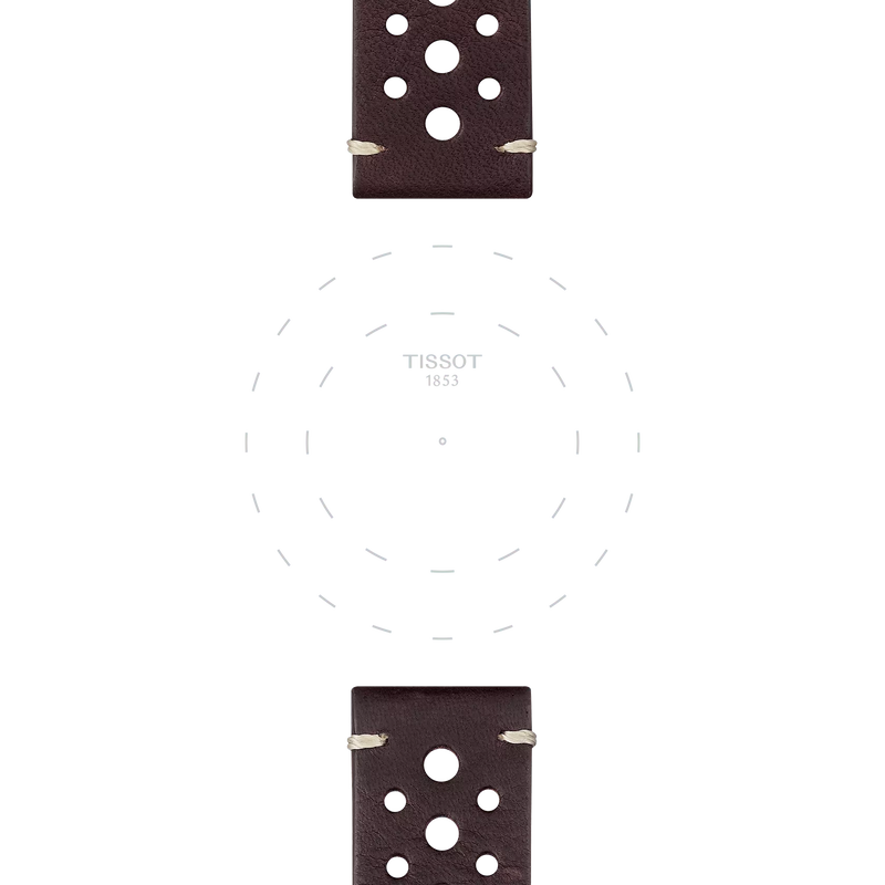 Centrarse en las asas de Correa marrón de piel oficial Tissot 22 mm
