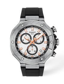 Front view of the watch Tissot T-Race 45mm with shadow