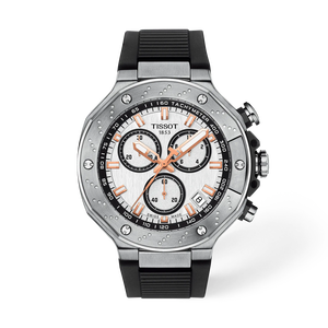 Front view of the watch Tissot T-Race 45mm with shadow