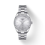 Vorderansicht der Uhr Tissot PR 100 Sport Chic mit Schatten