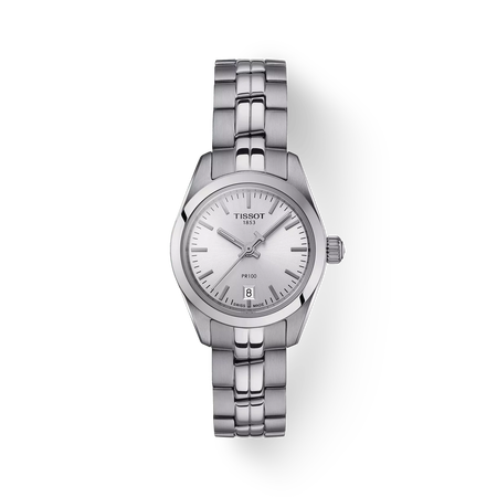 Front view of the watch Tissot PR 100 Lady Small with shadow