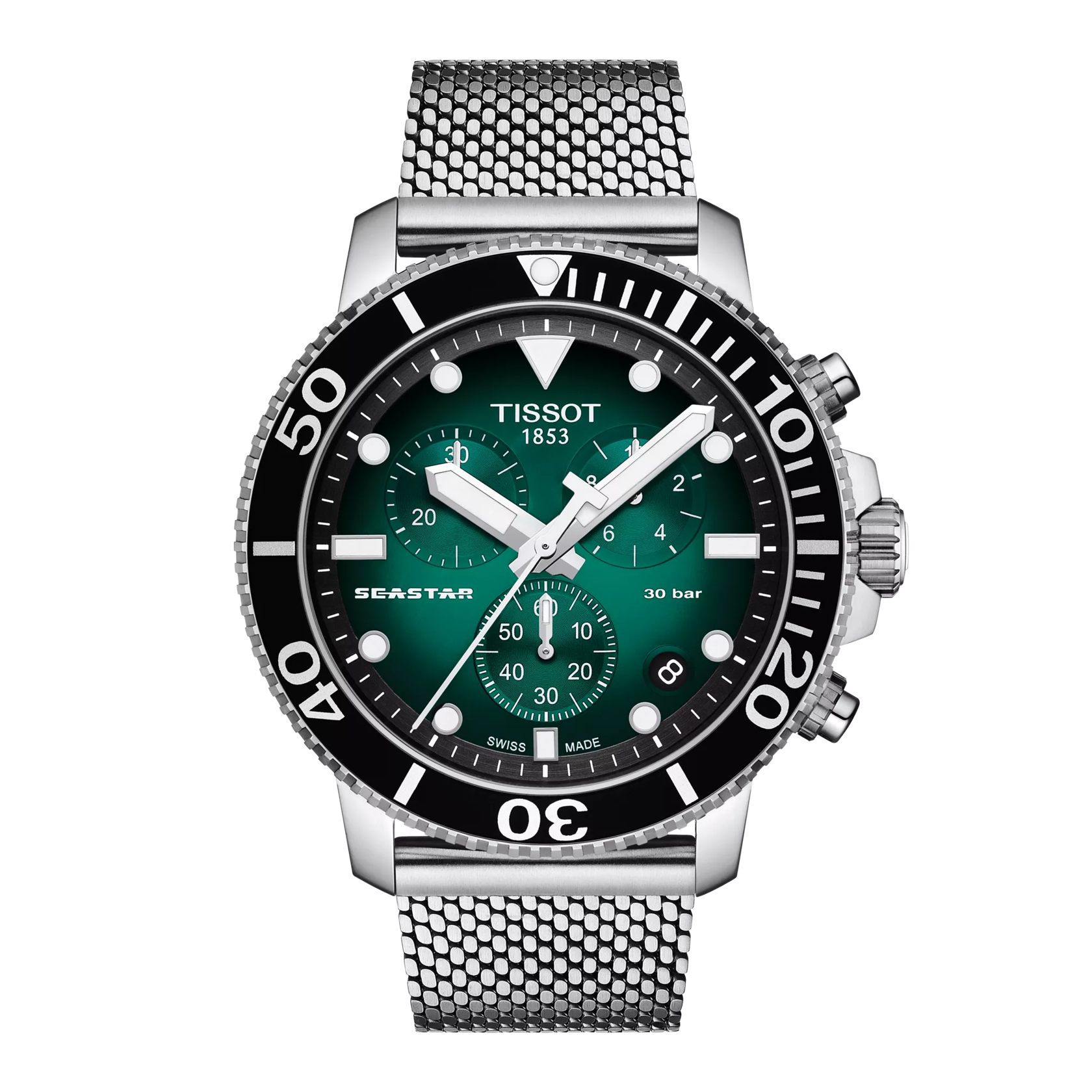 Front view of the watch Tissot Seastar 1000 Chronograph