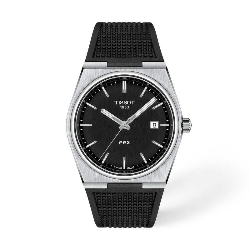 Front view of the watch Tissot PRX 40mm with shadow