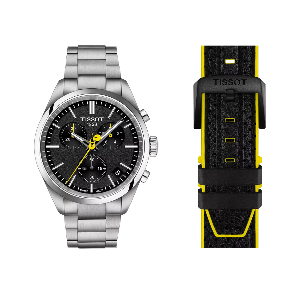 Vorderansicht der Uhr Tissot PR 100 Tour de France 40mm mit zusätzlichem Armband