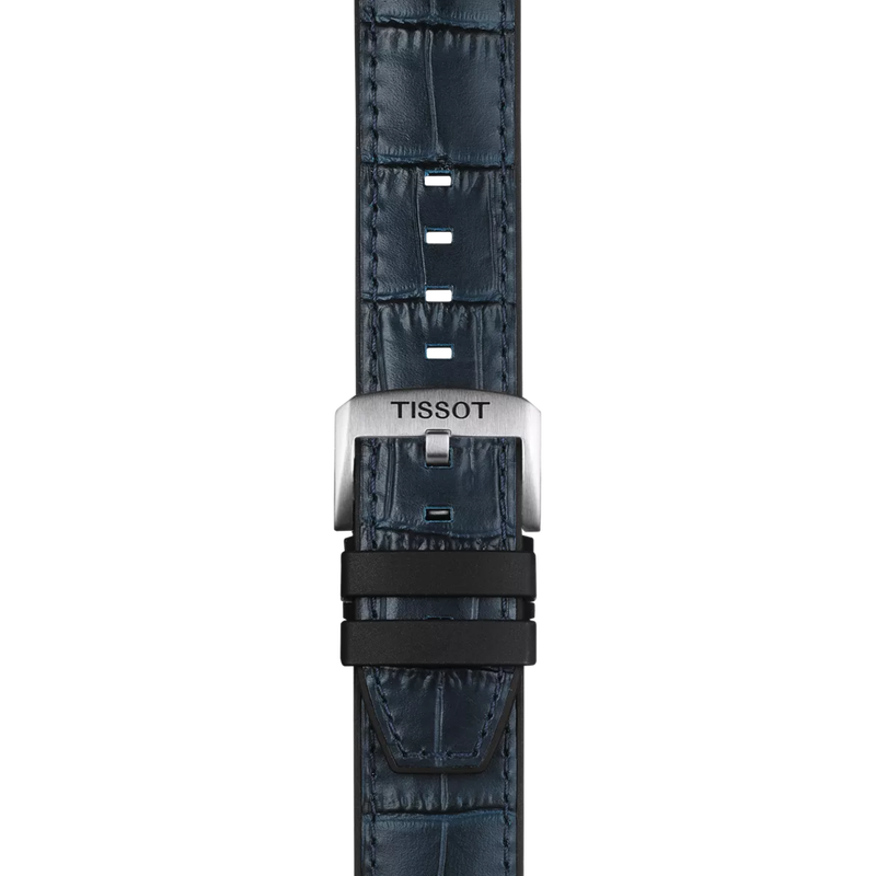 Zoom sobre Correa azul de piel y caucho oficial Tissot 22 mm