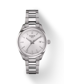 Front view of the watch Tissot PR 100 34mm with shadow