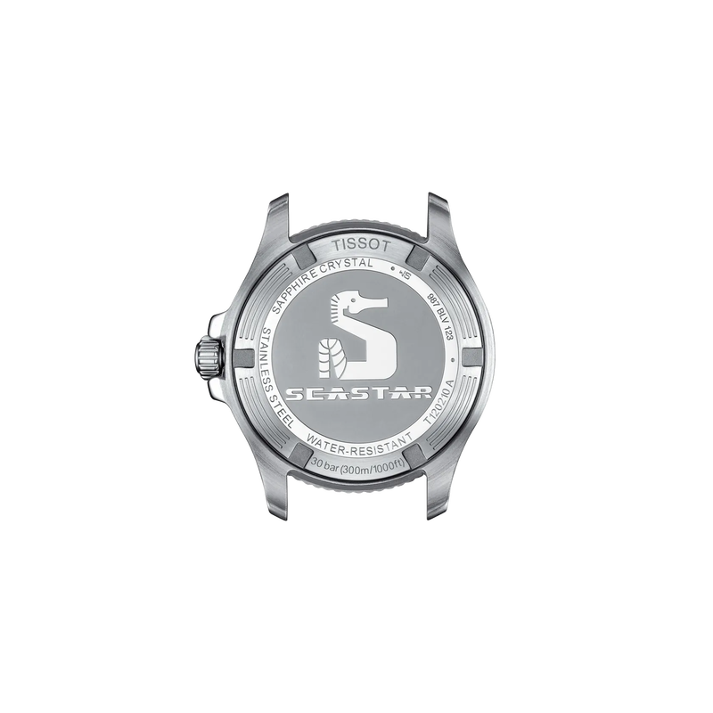Back view of the watch case Tissot Seastar 1000 36mm