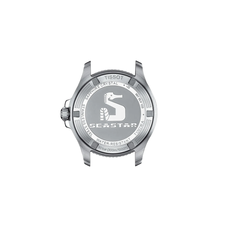 Vue arri&egrave;re du bo&icirc;tier de la montre Tissot Seastar 1000 36mm