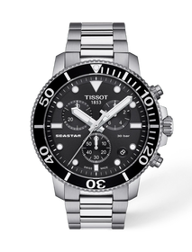 Front view of the watch Tissot Seastar 1000 45.5mm with shadow