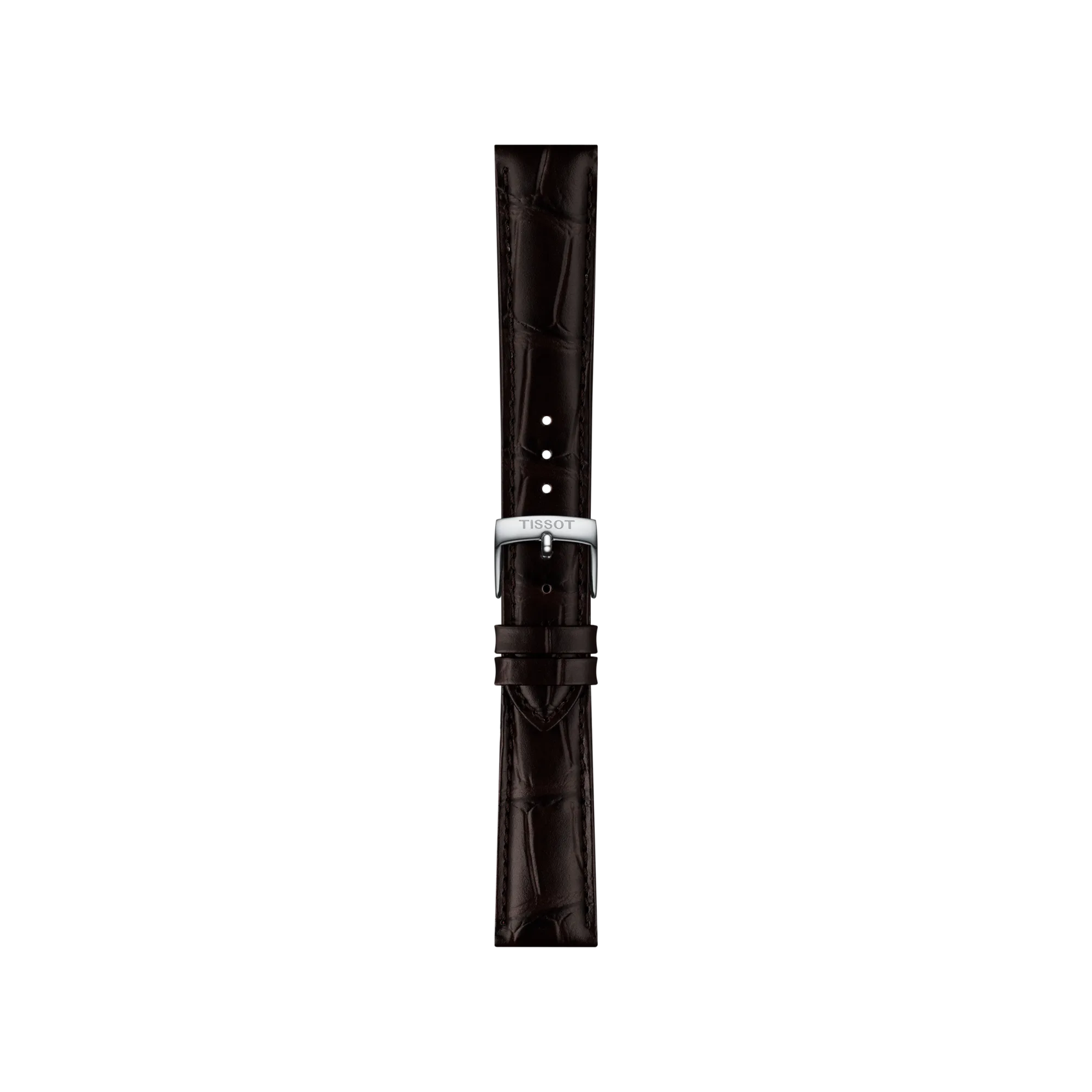 Front view of Tissot Official Brown Leather Strap Lugs 18 mm