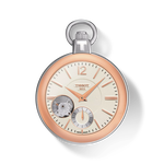 Front view of the watch Tissot Pocket Mechanical Skeleton with shadow