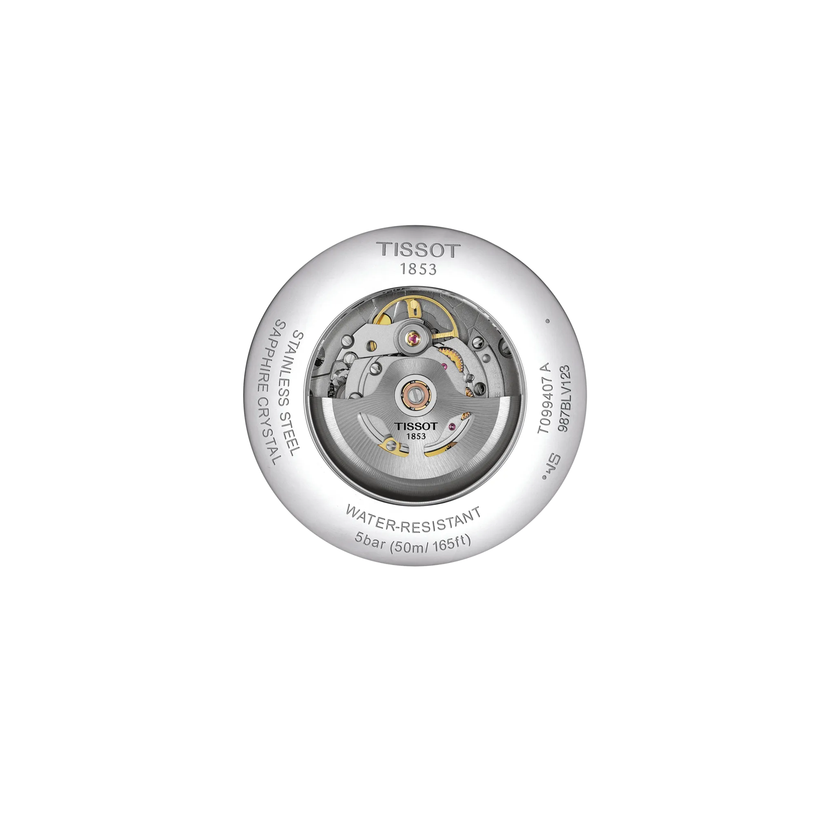 Back view of the watch case Tissot Chemin des Tourelles Powermatic 80