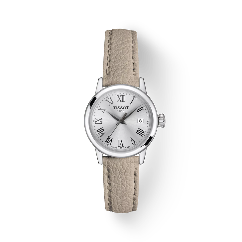 Vue de face de la montre Tissot Classic Dream Lady avec ombre