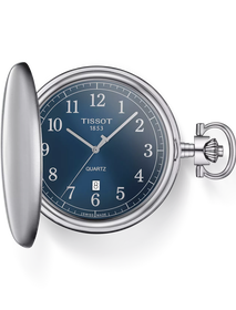 Front view of the watch Tissot Savonnette 48.5mm with shadow