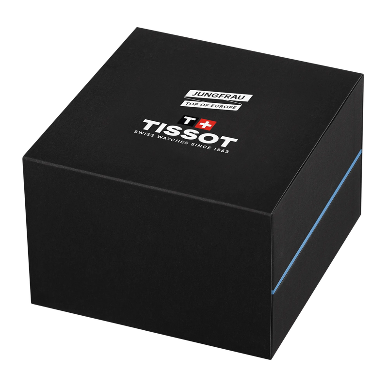 Front view of the watch Tissot PR 100 Jungfraubahn 40mm with opened