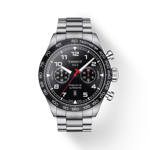 Front view of the watch Tissot PRS 516 Automatic Chronograph with shadow