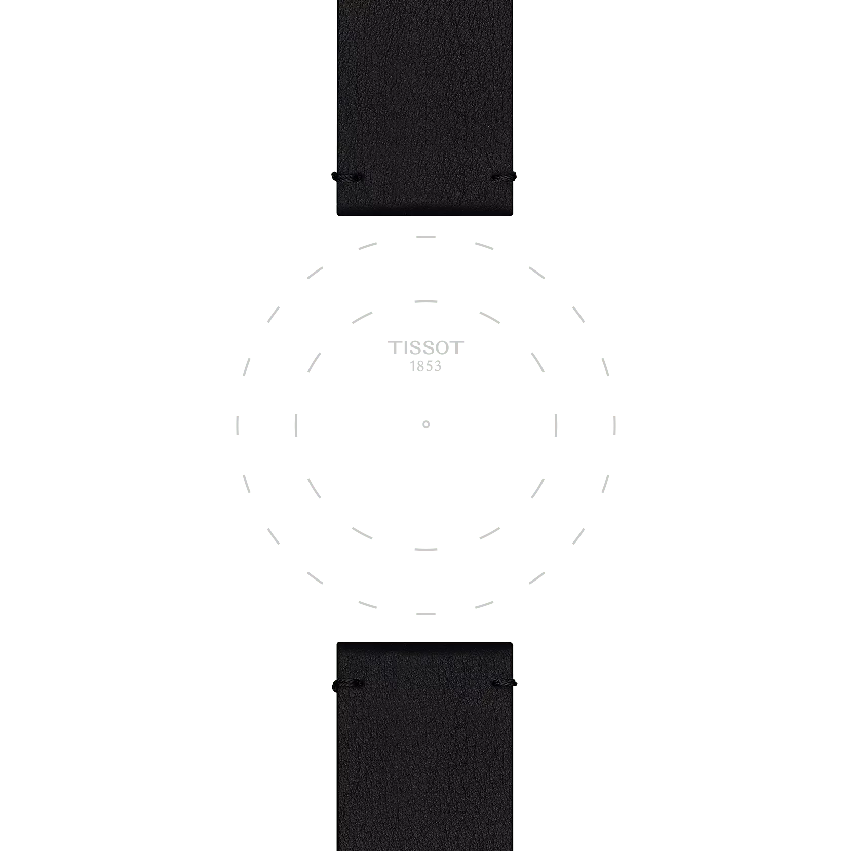 Focus on the lugs of Tissot Siyah Sentetik Kayış Boynuz Aralığı 22 mm