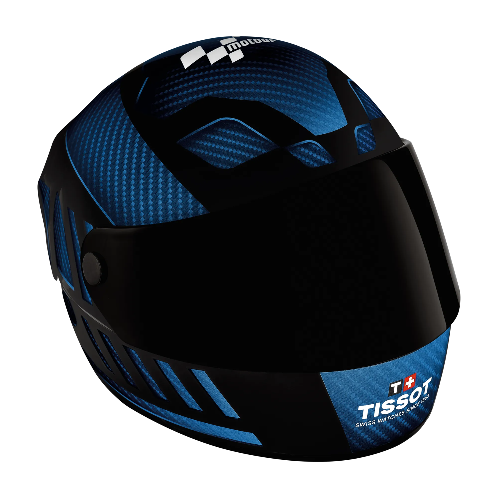 Vista frontal del reloj Tissot T-Race MotoGP 2025 45mm con apertura