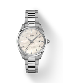 Front view of the watch Tissot PR 100 34mm with shadow