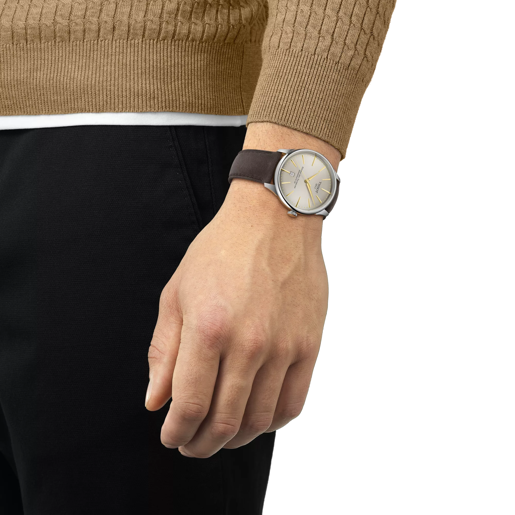 Simulation of the watch 天梭杜魯爾系列42mm on a wrist