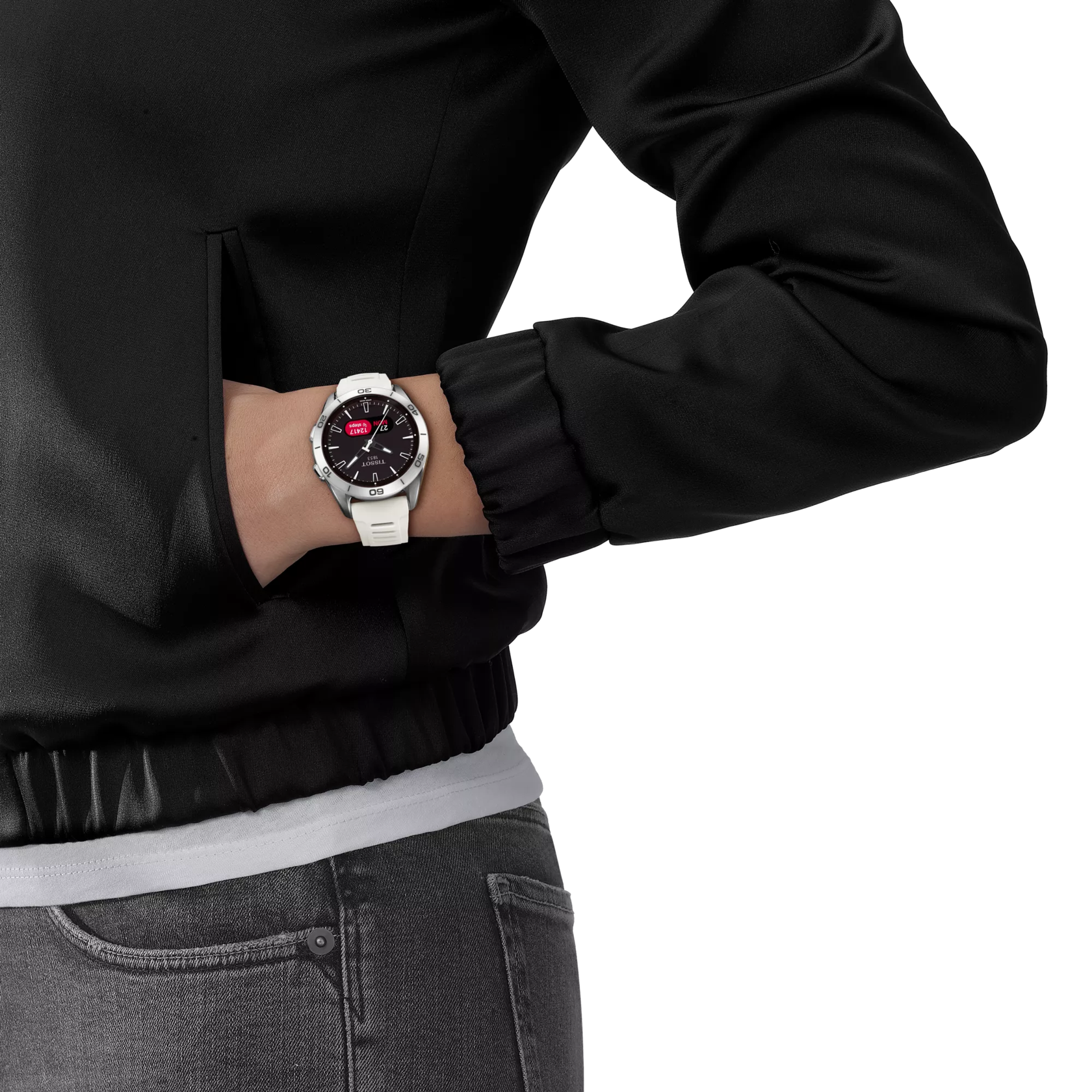 Simulation of the watch Tissot T-Touch Connect Sport 43.75mm on a wrist
